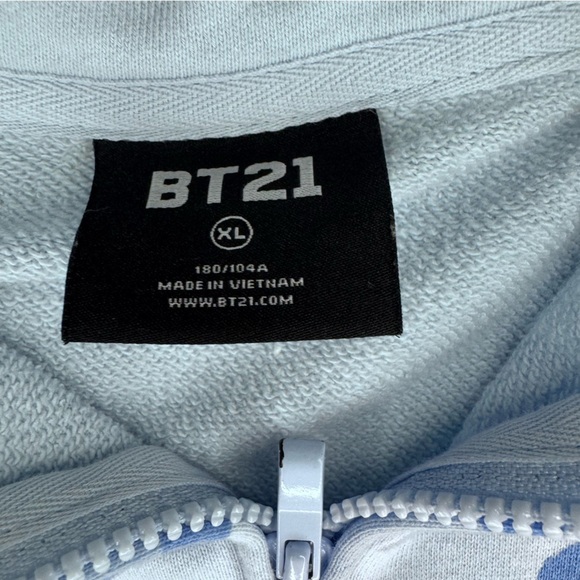 BT21 official merch hoodie, unisex XL blue and white camouflage - Picture 4 of 4